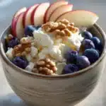 Close-up of a colorful Cottage Cheese Protein Power Bowl with fresh ingredients.