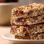 Close-up of Date Almond Oat Bars with a clean, minimal background.