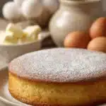 Close-up of a vanilla cake with low sugar, showcasing its texture and light color.