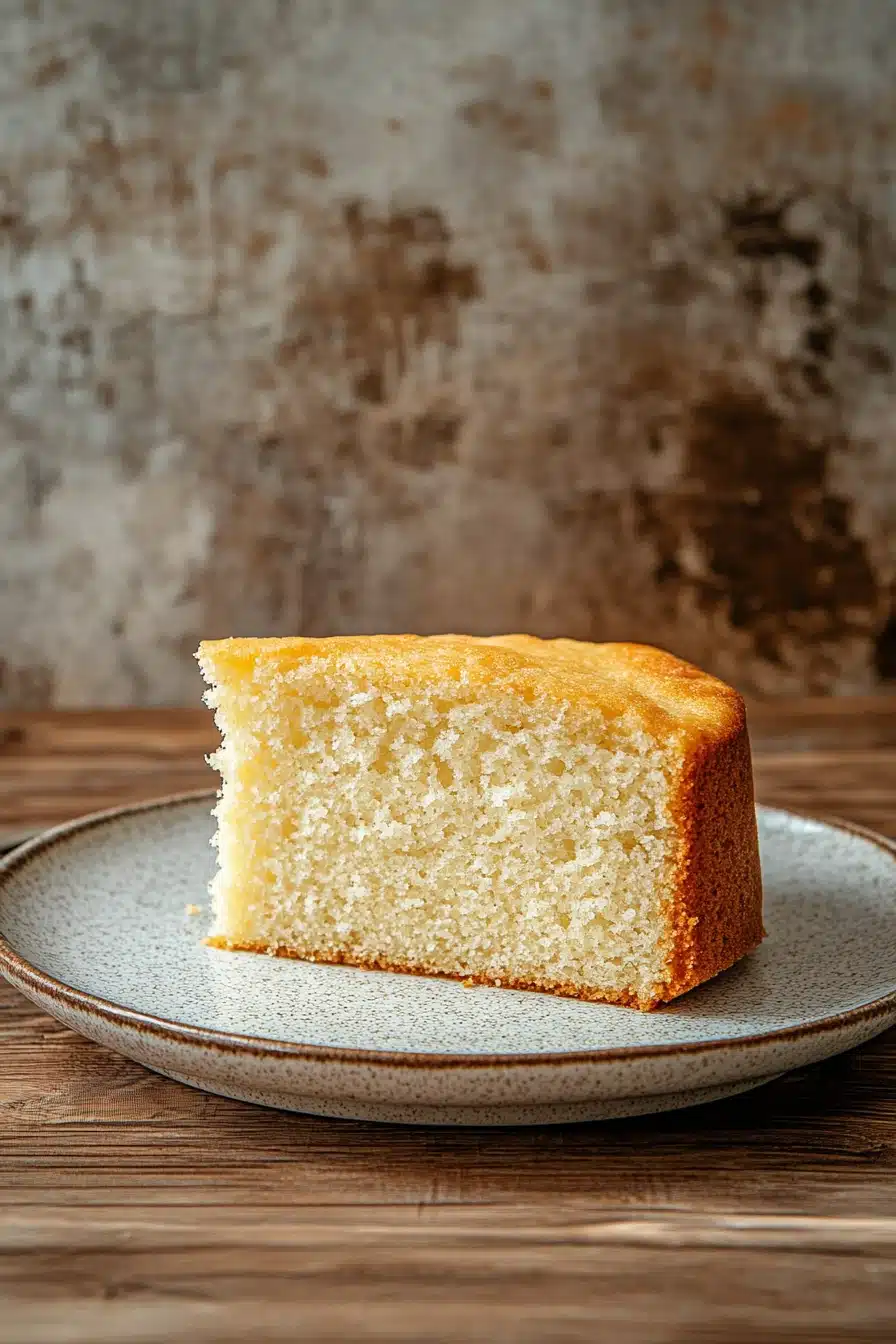 Close-up of a moist vanilla cake with a light and fluffy texture, perfect for dessert lovers.
