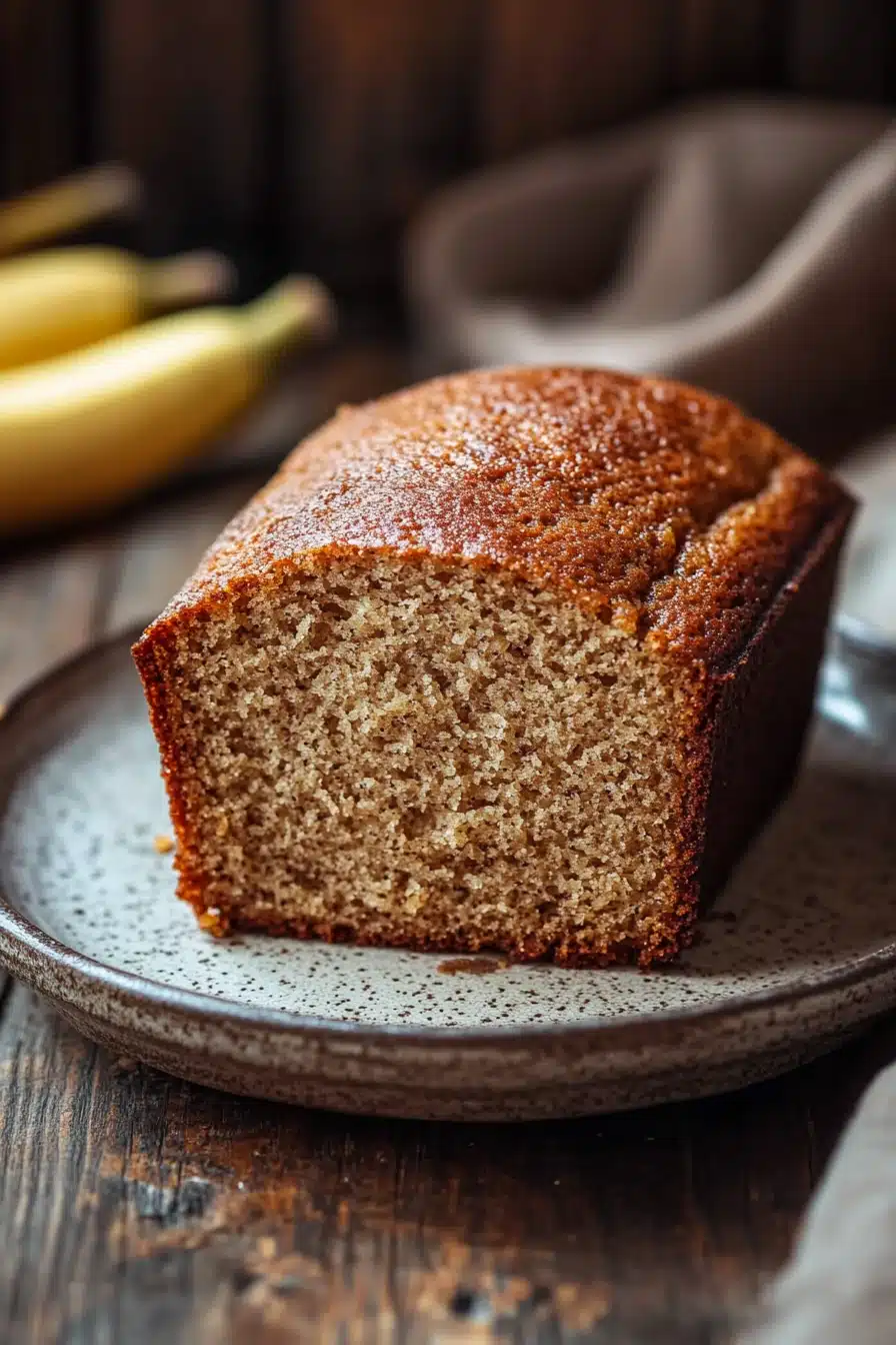 Close-up of a beautifully plated banana cake with a clean background