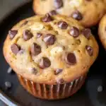 Close-up of banana muffins with chocolate chips on a clean background
