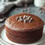 Close-up of a rich chocolate cake with smooth frosting, perfect for chocolate cake hacks.