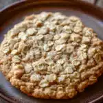 Close-up of freshly baked oatmeal cookies on a clean white background