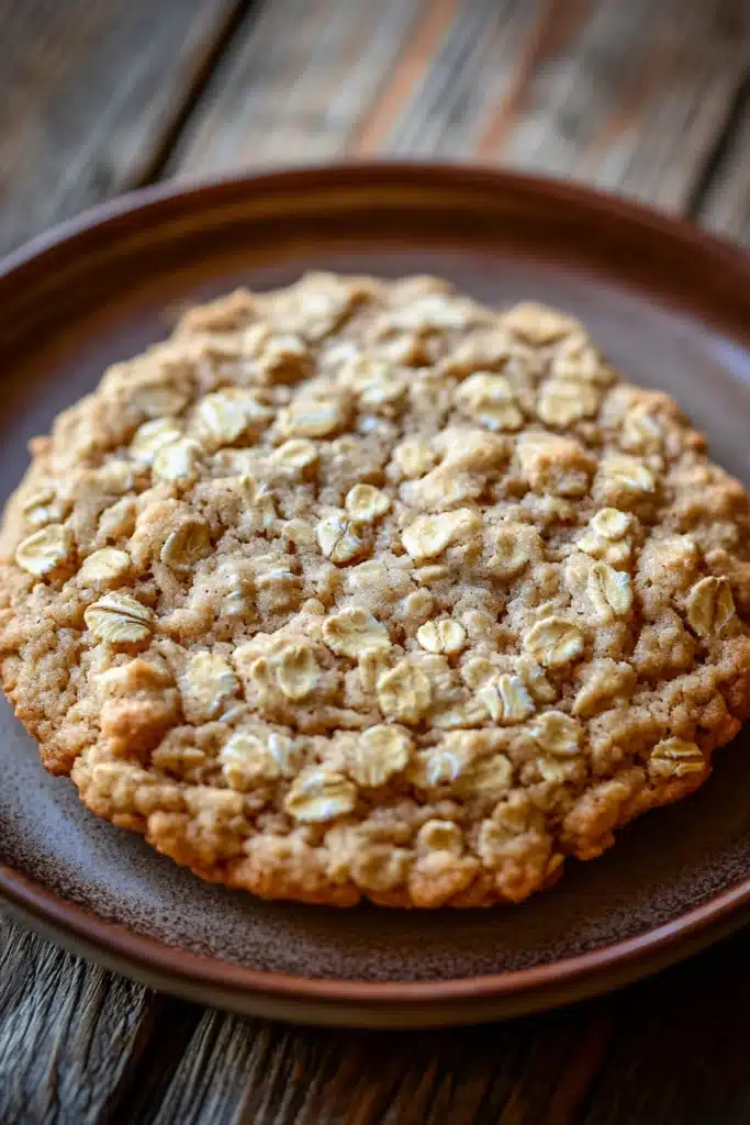 Close-up of freshly baked oatmeal cookies on a clean white background