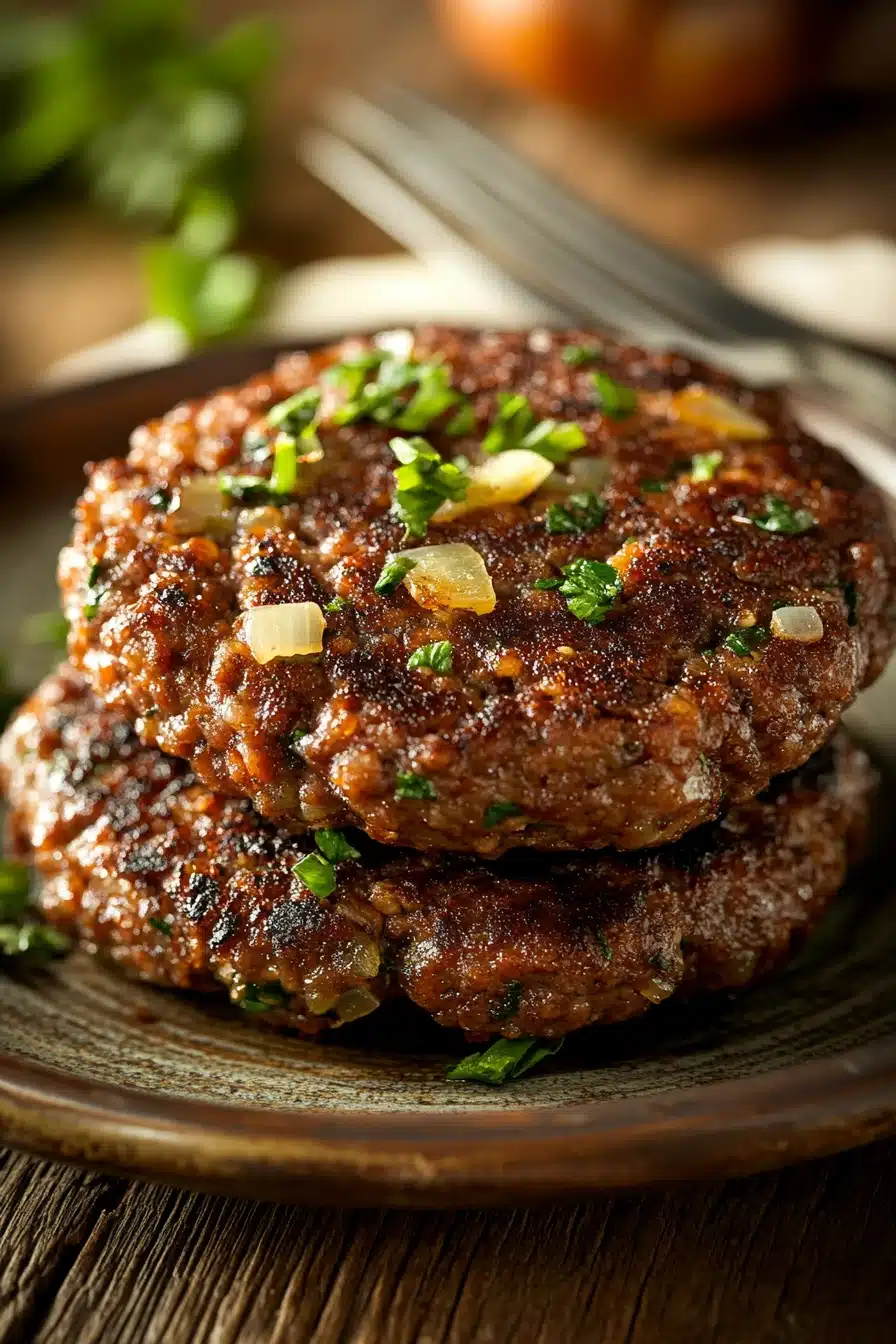 Close-up of high protein beef patties with a clean background, showcasing juicy textures.