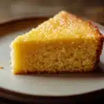 Close-up of a Kentucky vanilla butter cake with a creamy texture and golden crust.