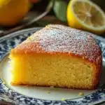 Close-up of a lemon cake with high altitude adjustment, showcasing a bright and appetizing texture.