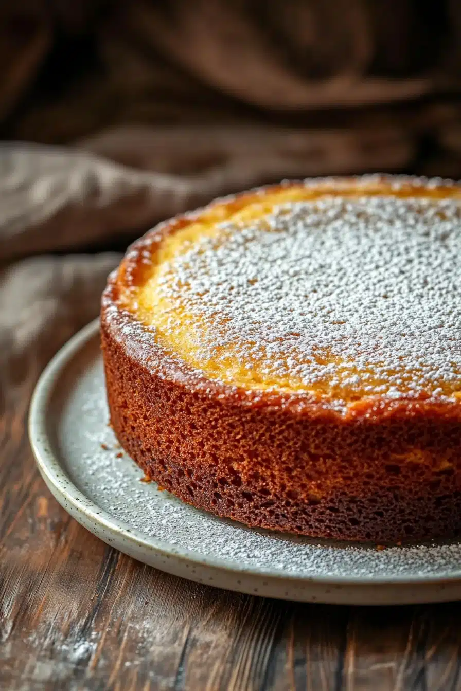 Close-up of a lemon cake with yogurt topping, showcasing its texture and bright color.