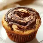 Close-up of muffin bicolore allo yogurt with a golden crust and soft texture