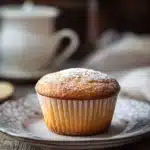 Close-up of golden brown muffins made with rice flour and yogurt on a minimal background.