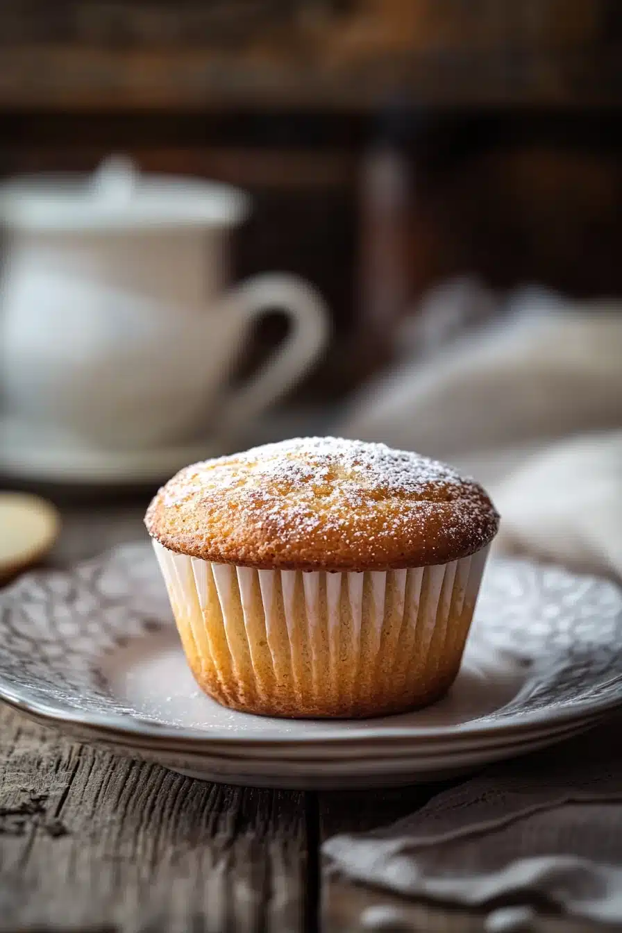 Close-up of golden brown muffins made with rice flour and yogurt on a minimal background.