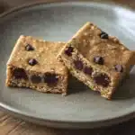 Close-up of nut free cookie dough protein bar with a clean background