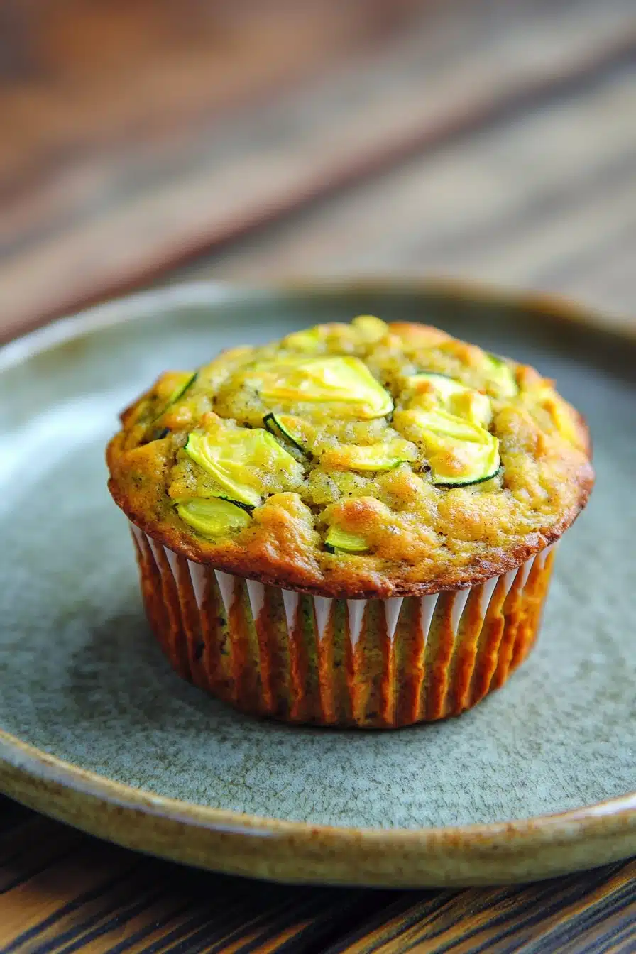 Close-up of paleo banana zucchini muffin with a clean background