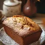 Close-up of pumpkin bread made with evaporated milk, showcasing its rich texture and golden crust.