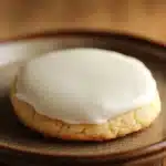 Close-up of shortbread cookies with icing on a clean background