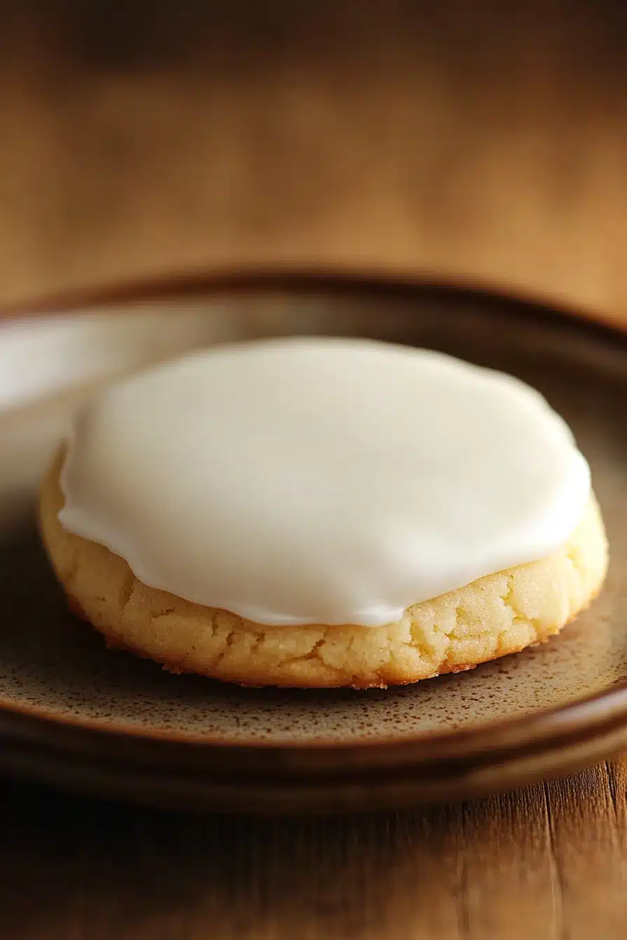 Close-up of shortbread cookies with icing on a clean background