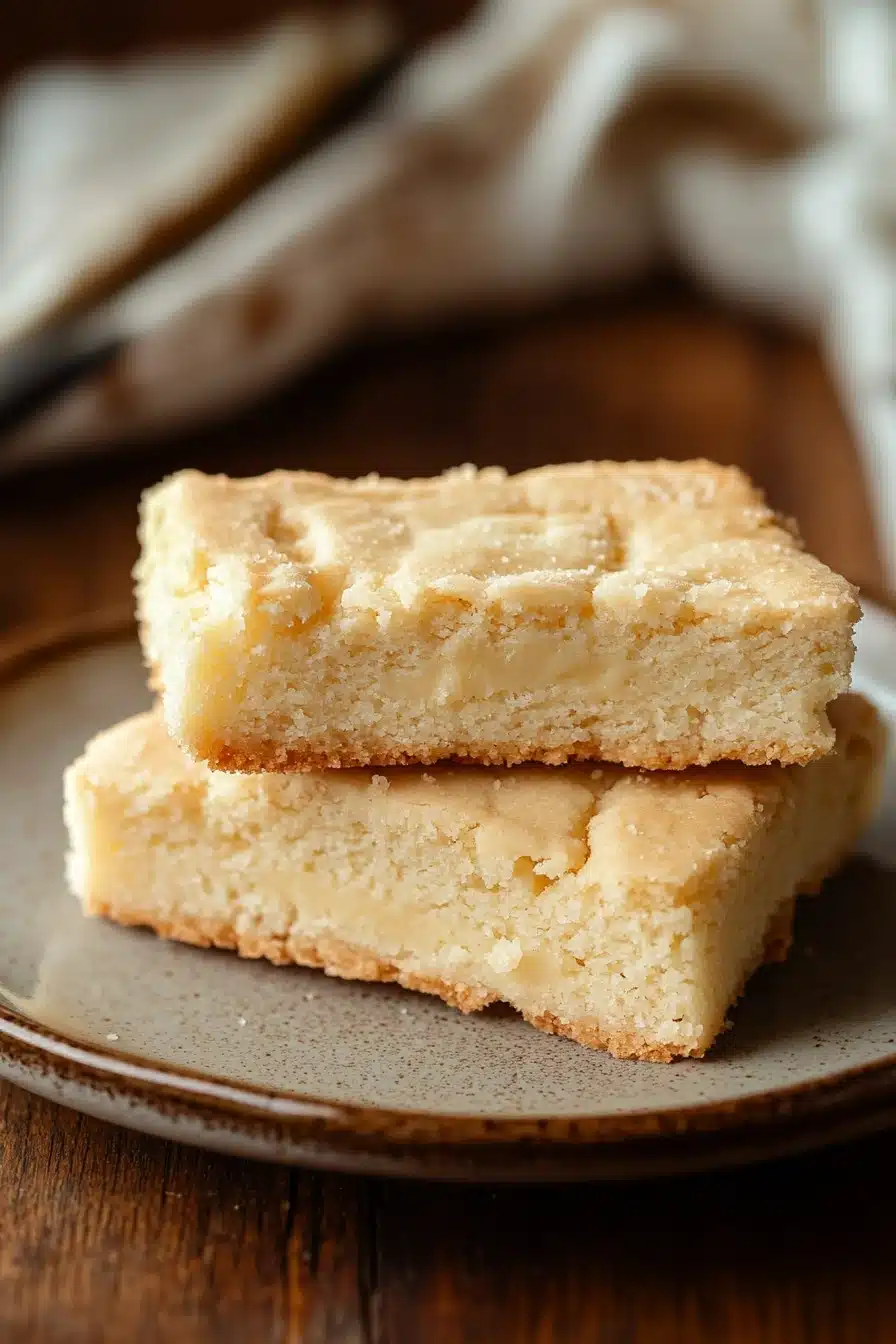 Close-up of golden shortbread cookies on a clean white background, no mixer required