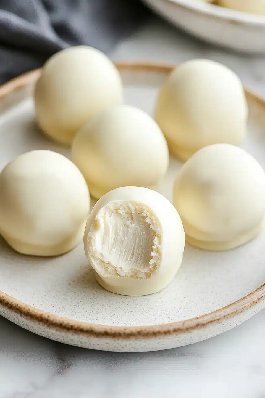 Close-up of vanilla cake truffles with a clean background, perfect for Pinterest.