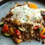 Close-up of a make ahead dinner with ground turkey in a bright, appetizing presentation.